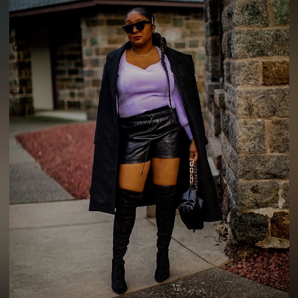 Marc Fisher Over-The-Knee Suede Pointed Toe Boots with chunky Heel in Black - Picture 7 of 7